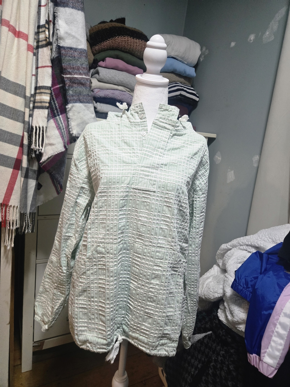 Oversized Women’s Lightweight Cotton Mint Pullover Jacket